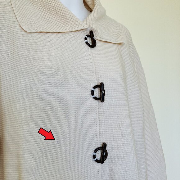 Saint James Ivory Wool Ribbed Knit Cardigan Sweater with Toggle Closures - Picture 2 of 11